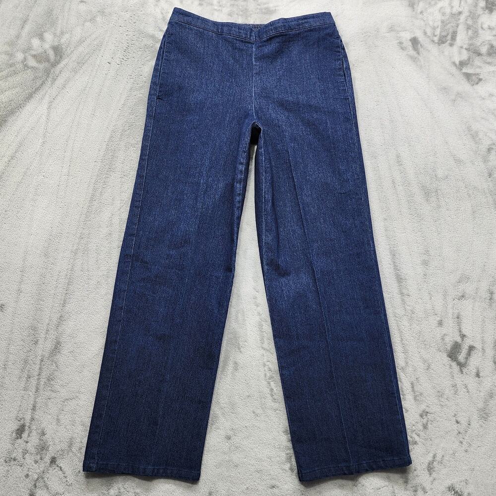 Vintage Alfred Dunner Jeans Womens 8P PETITE Blue Pull On‎ Crop Stretch Comfort